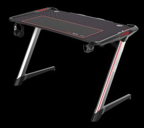 Gaming Desk Black Carbon Fiber PVC