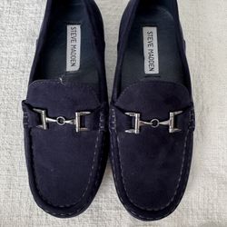 Steve Madden Kids Navy Loafers with Metallic Accents