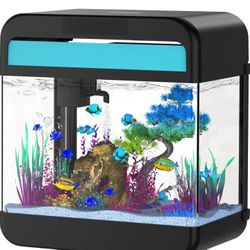 Fish Tank Aquarium 2.2 Gallon with Adjustable 3 Color Lighting 3 in 1 Pump with Filteration
