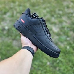 Leather Nike Air Force 1 Supreme Black Men's Sneakers
