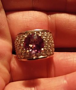 New Amethyst Cocktail Ring with Diamond Chips 