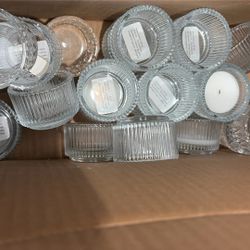 Assorted glass Party Candle Holders And Battery Candles 30 -40 Pieces