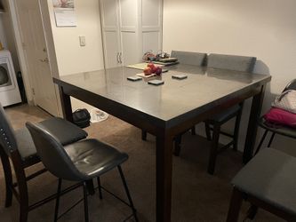 Dining Table Counter (tall) High With 4 Chairs And 1 Bench