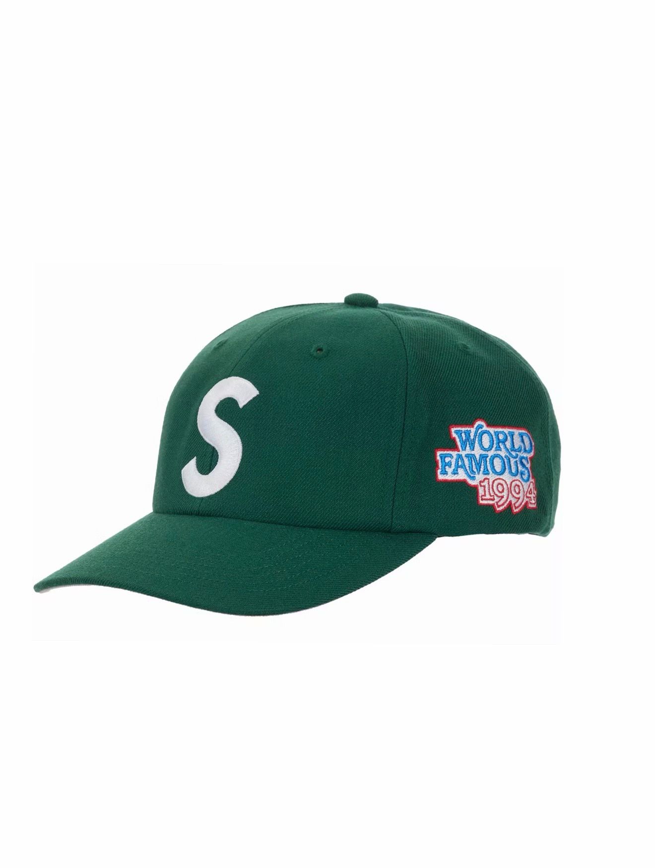 Supreme World Famous S Logo 6 panel Hat Green