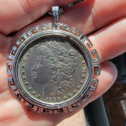 1896 Solid Silver One Dollar Coin & Silver Nec