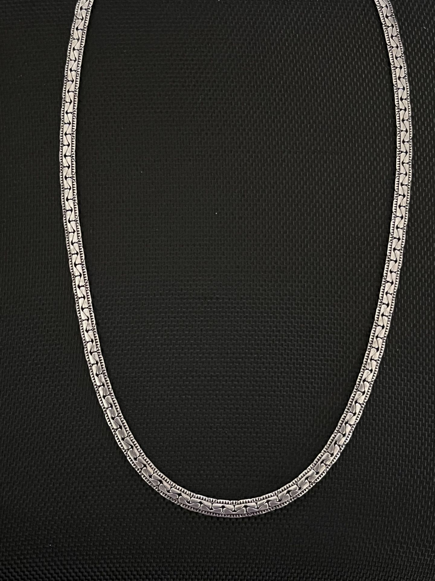 Flat Sterling Silver Plated 18” Chain Necklace