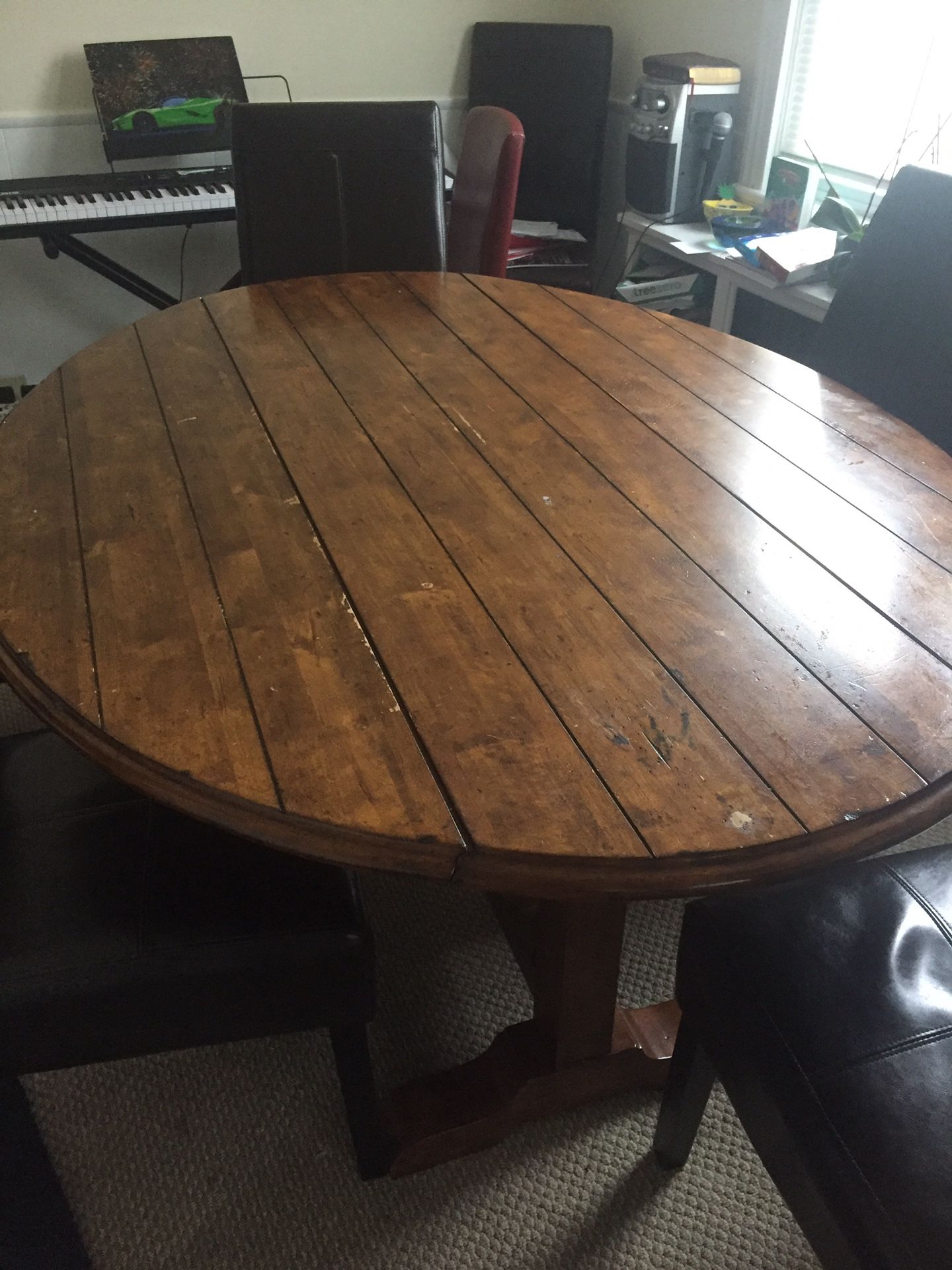 Wood round table for office.
