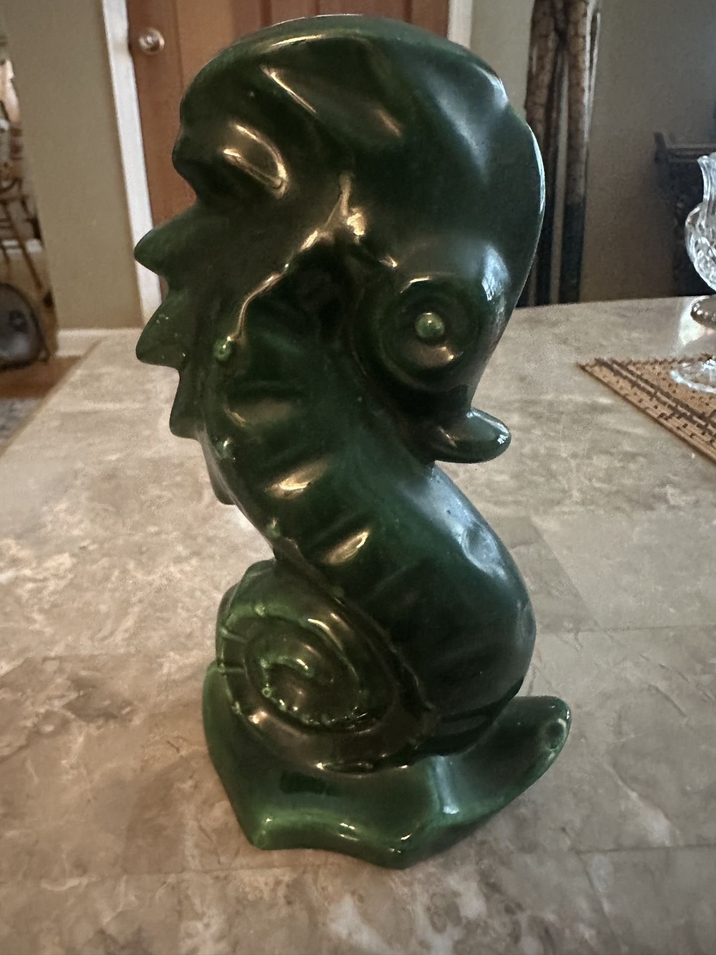 VNT Green Porcelain Seahorse Vase
