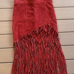 Free People Leather Fringe Skirt