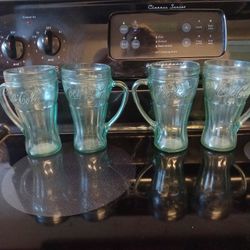 4 Rare  Coca Cola Coke Mason Jar Top Glasses