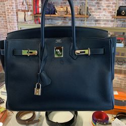 Authentic HERMES Navy Blue Birkin 35 Bag for Sale in Boca Raton