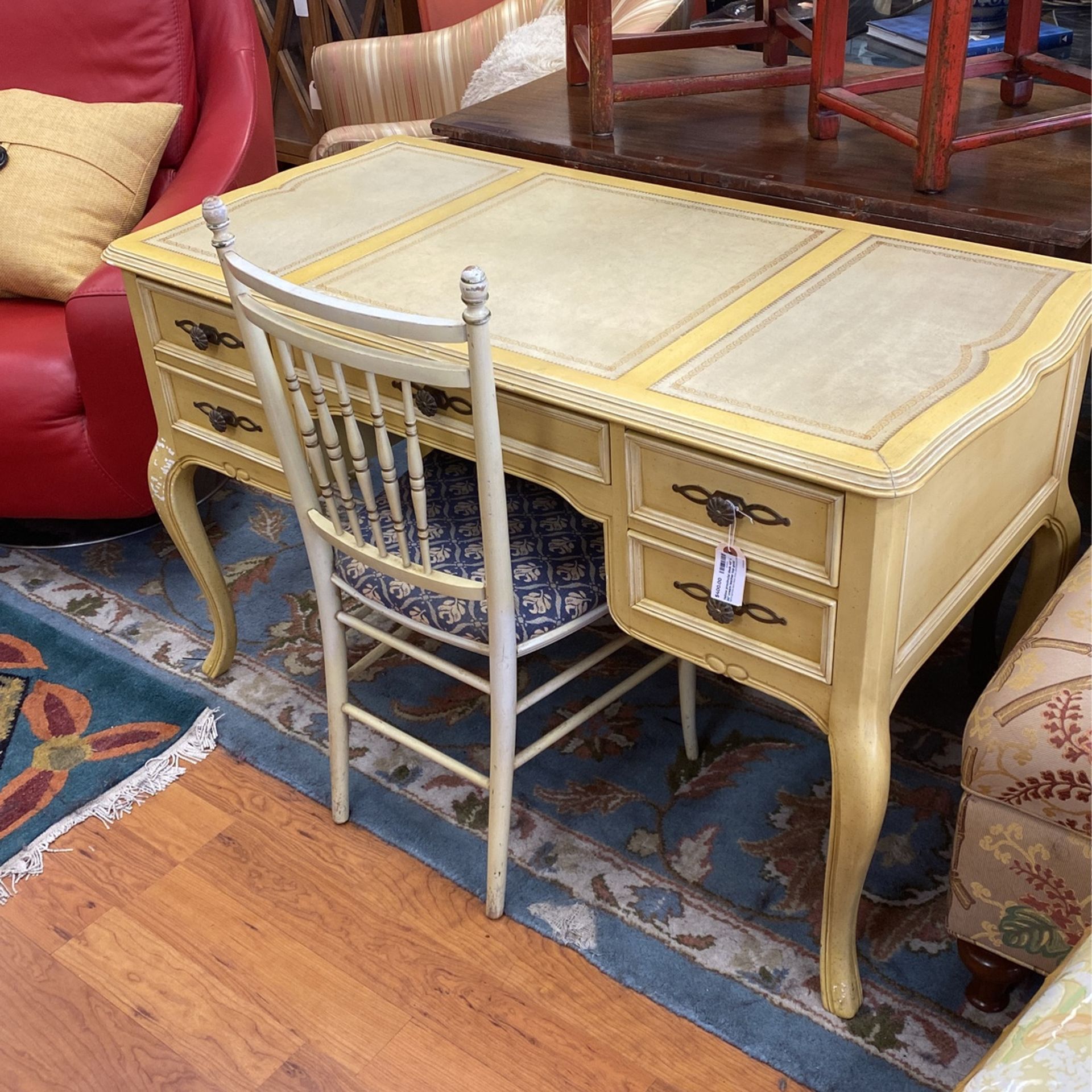 Yellow Provincial Desk With A Chair