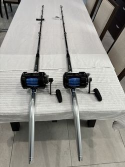 Avet 50W 2 Speed T-RX Quad 100lb of Drag on New Daiwa 40-100lb Bent But Swivel Tip, Rods