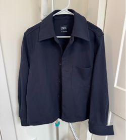 ZARA Navy Blue Overshirt Shirt Jacket Size S