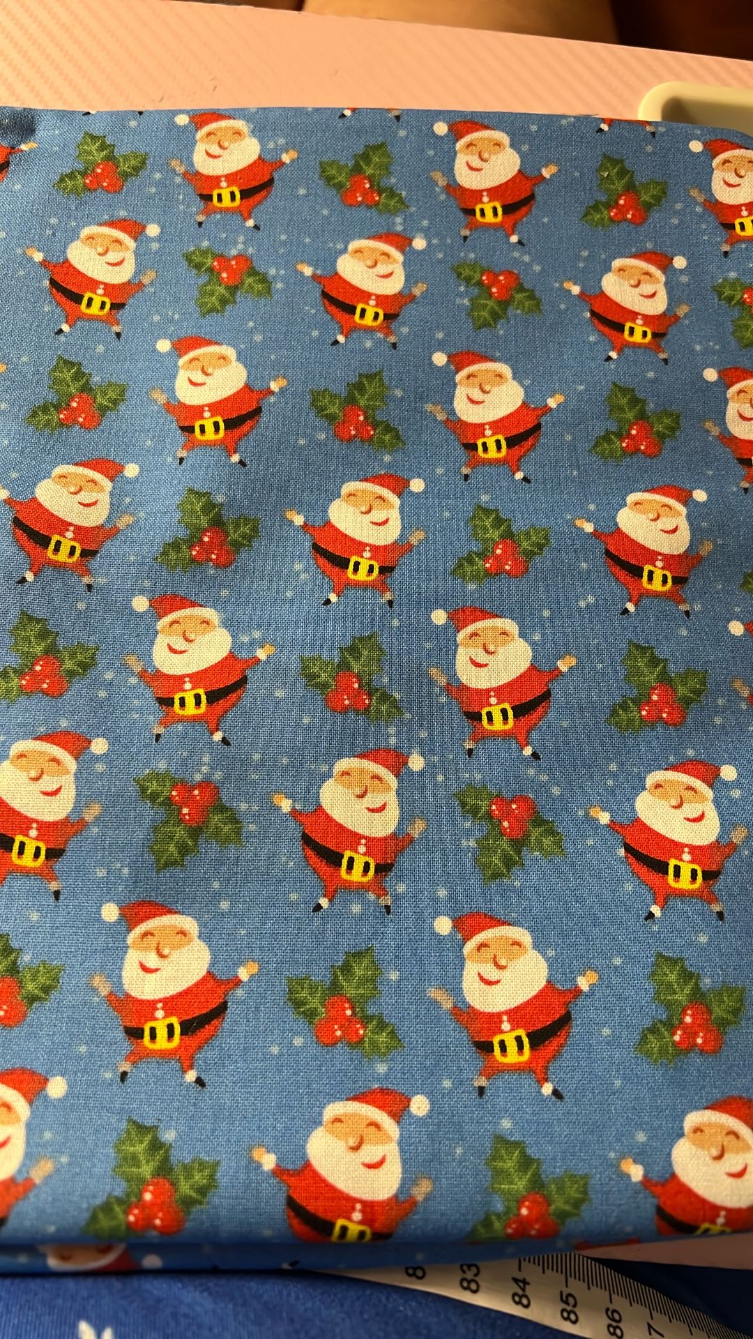 Fa-4 Christmas Blue Santas Fabric