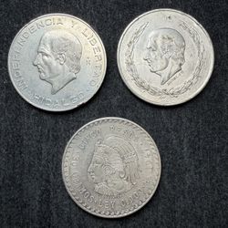 3 Mexican Silver Coins