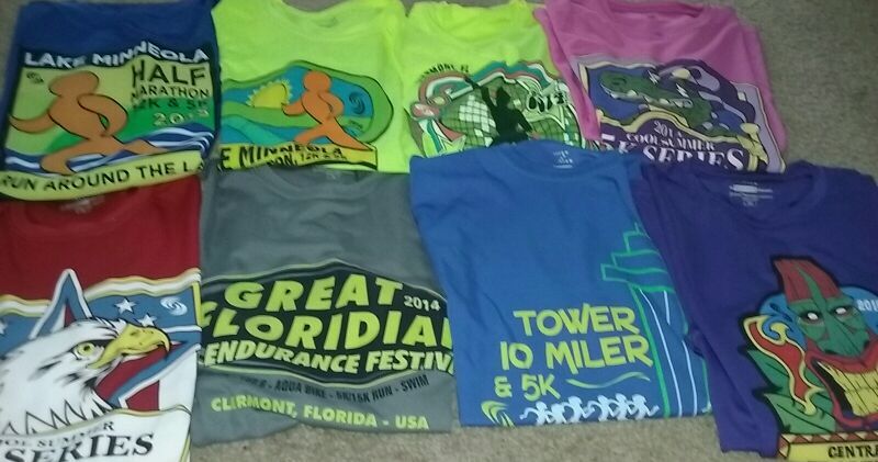 8-Race/athletic, themed T-shirts. Syntrel -high performance, moisture transport. 6 small 2 med. Never worn.