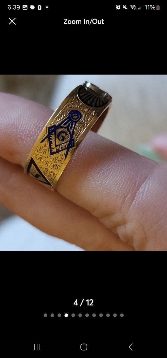 14k Gold Mens Mason Ring