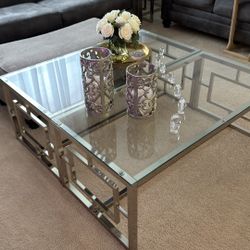 Glass Coffee Table Set with 2 side Tables