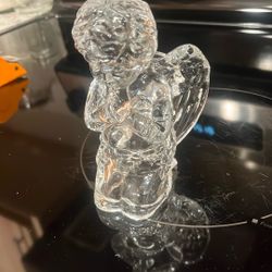 MIKASA Retired Crystal Austria KNEEL PRAYER Cherub Angel Candle Holder 