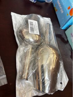 Two stainless ice scoops