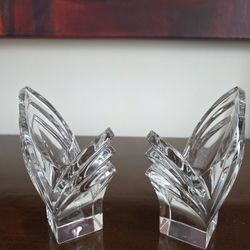 Pair of vintage Mikasa Germany crystal Art Deco style candle holders.
