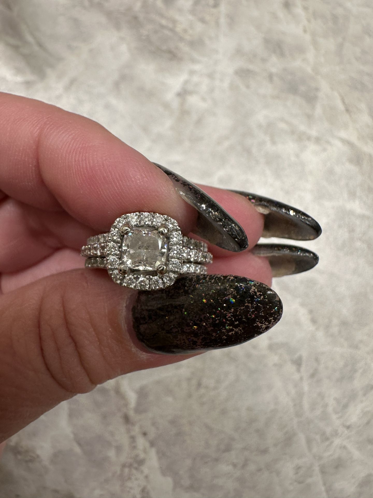 2ct Total Weight Cushion 14kt Gold Engagement Ring