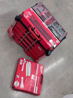🚨 NEW MILWAUKEE PACKOUT  4 DRAWER TOOL BOX + 36-PC SHOCKWAVE PACKOUT IMPACT SET + 56-PC 3/8" DRIVE RATCHET SET 🧰 (FIRM)