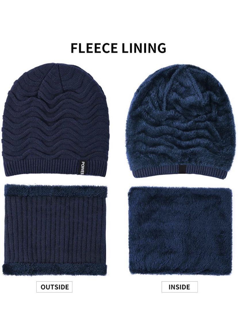 3 PCS Winter Beanie Hats Scarf Set