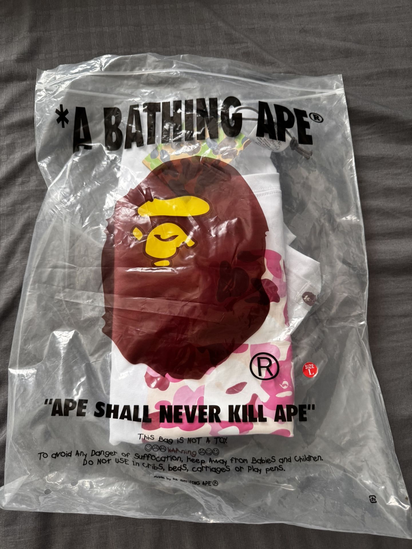 Bape White Pink T Shirt For 50