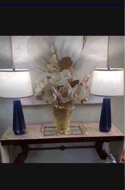 Modern Table Navy Blue Lamps  27” Brand New $120