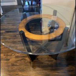 54” Glass Top Dining Table With 4 Wooden Chairs