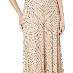 Adrianna Papell Art Deco Blouson Beaded Gown Size 4