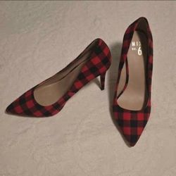 Size 10 Retro Plaid Houndstooth Print Heels