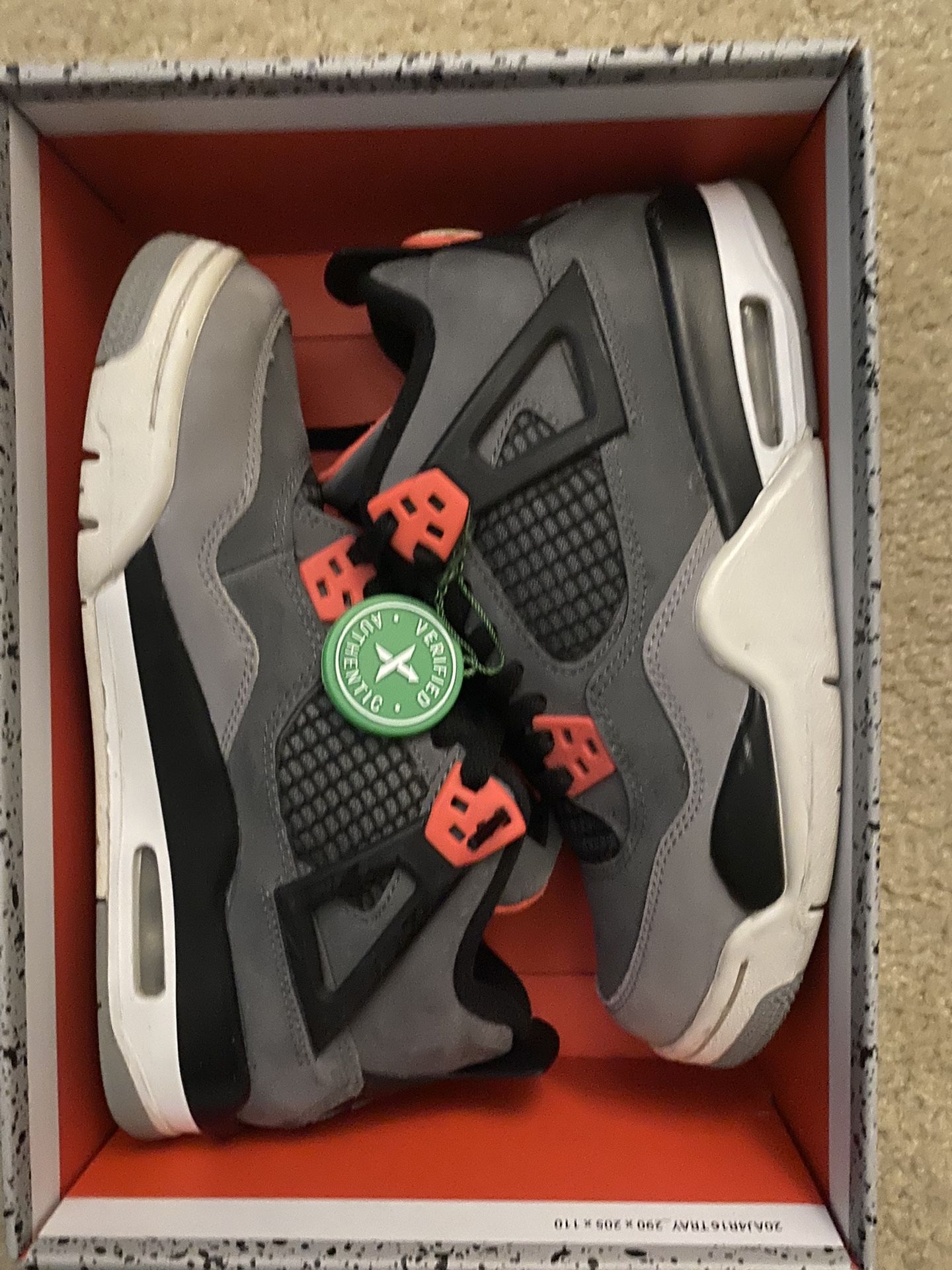 Size 6 Jordan 4s Infrared Red.