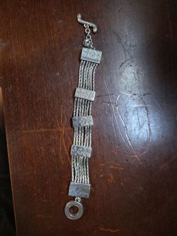 Brighton Silvertone Flower Engraved Multi Strand Chain Bracelet