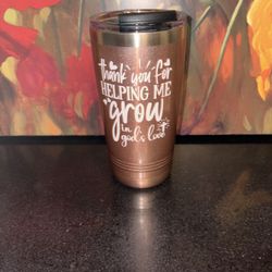 Tumbler Stainless Steel With Thank U Message & Metal Straw & straw Cleaner Brush  New 