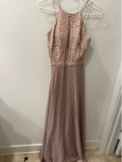 Christina Wu taupe lace maxi dress