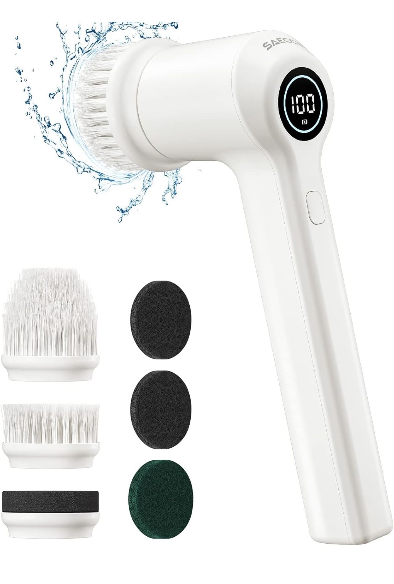 Electric Spin Scrubber, Cordless Power Scrubber Cleaning Brush with 6 Replaceable Brush Heads and 2 Rotating Speeds for Bathroom, Tile, Tub, Sink, Flo