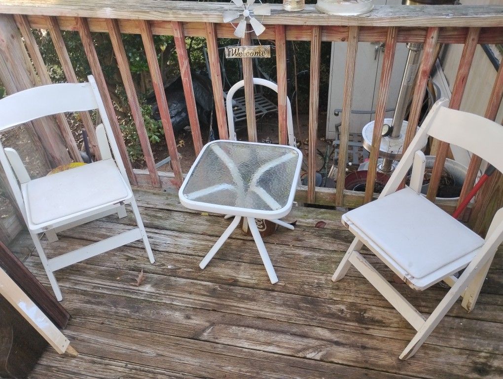 Vintage Wooden Chair With Matching Glass Centerpiece Table