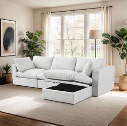FREE DELIVERY White 4 Piece Modular Cloud Sectional Couch Sofa NEW IN BOX