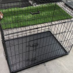 Qpets 36” XL Double Door Dog Crate Cage 36”x24”x27”H