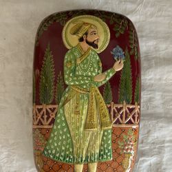 Vintage Lacquered Handpainted Embossed Kashmiri Box