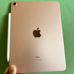 Apple IPad Air 4th Generation (10.9” Liquid Retina/ 2020 Model / pink) 64GB with keyboard case, pen & Accessories (256Gb $499)