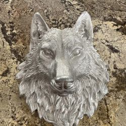Silver Wolf Head Sculpture