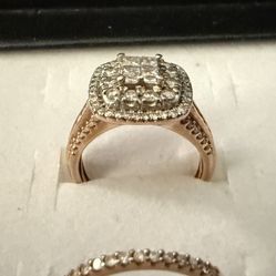 Limited Edition! Womens 1 CT.T.W. Natural Diamond 10K Rose Gold Cushion Halo Bridal Se