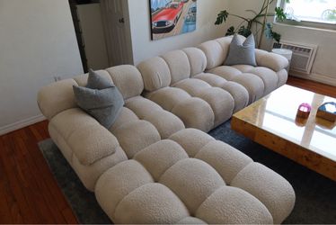 Rove Concepts Belia Sectional Sofa – White Bouclé