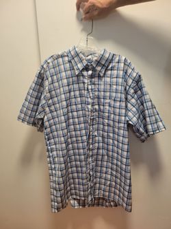 Mens button up short sleeve shirt large
