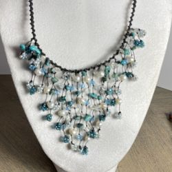 Handmade  Necklace &bracelet With  Freshwater  Pearl & Turquoise ,crystal  Beads