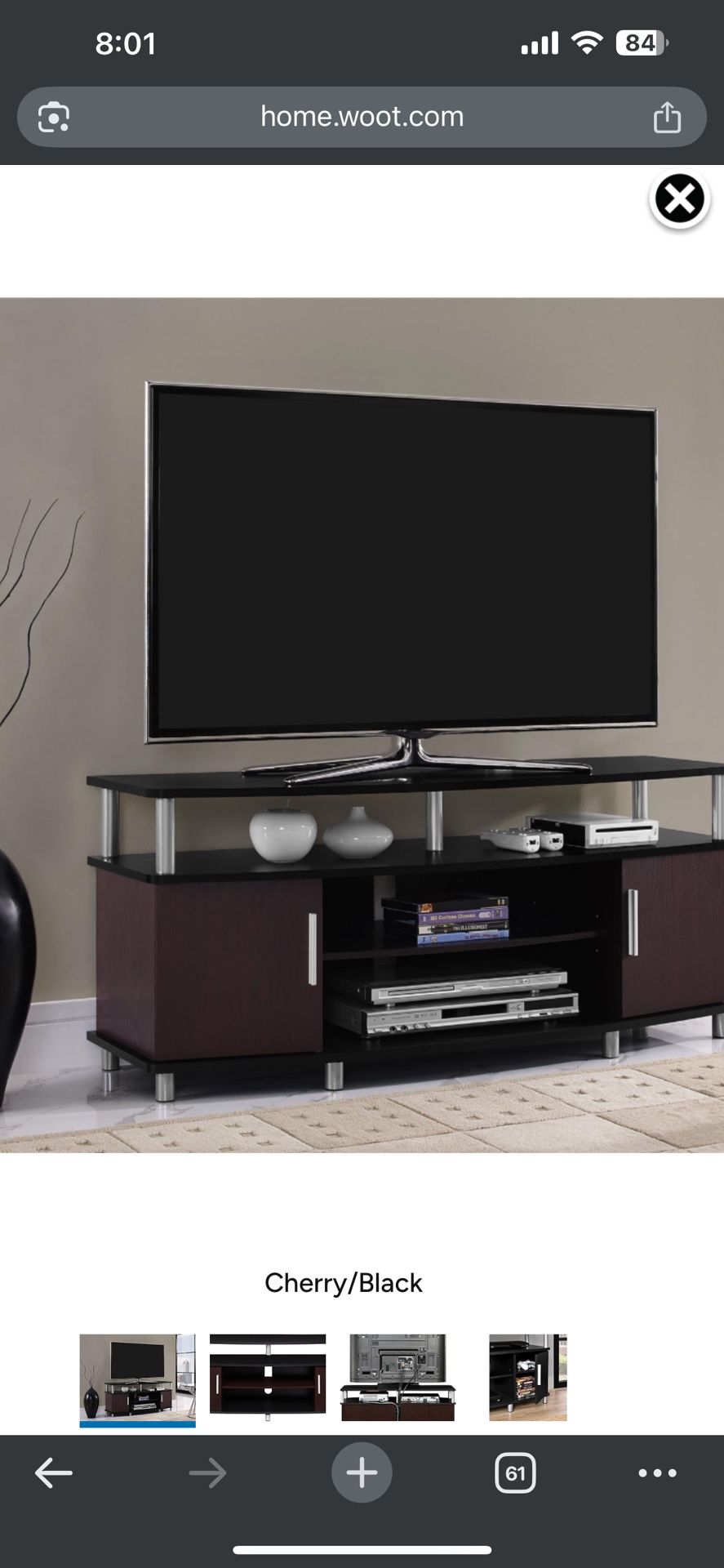 Ameriwood Home Carson TV Stand for TVs up to 50", Cherry/Black